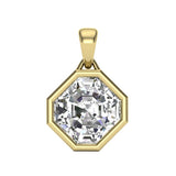 2.90ct Natural Asscher Cut Diamond Pendant in 18ct Yellow Gold