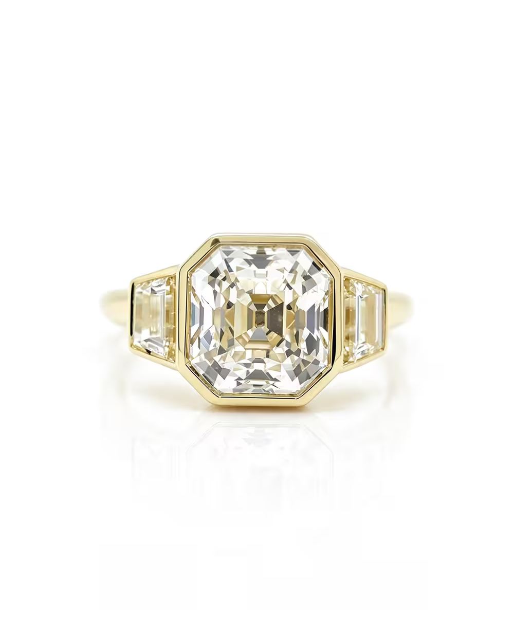 3.10ct Asscher Cut Natural Diamond Engagement Ring