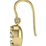 2.15ct Old Cut Square Cushion Cut Natural Diamonds Drop Earrings in 18ct Yellow Gold