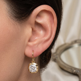 2.15ct Old Cut Square Cushion Cut Natural Diamonds Drop Earrings in 18ct Yellow Gold