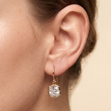 2.09ct Old Cut Elongated Cushion Cut Natural Diamonds Drop Earrings in 18ct Yellow Gold