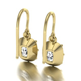 2.09ct Old Cut Elongated Cushion Cut Natural Diamonds Drop Earrings in 18ct Yellow Gold