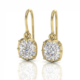 2.09ct Old Cut Elongated Cushion Cut Natural Diamonds Drop Earrings in 18ct Yellow Gold