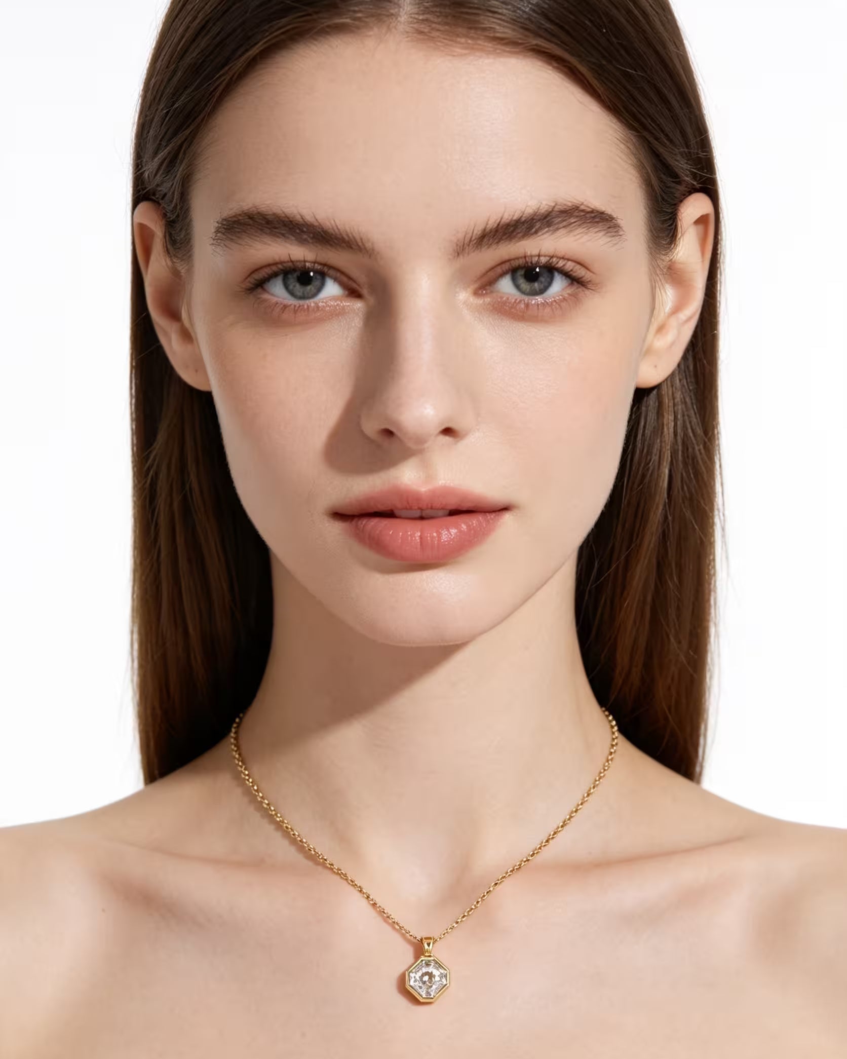 2.90ct Natural Asscher Cut Diamond Pendant Necklace