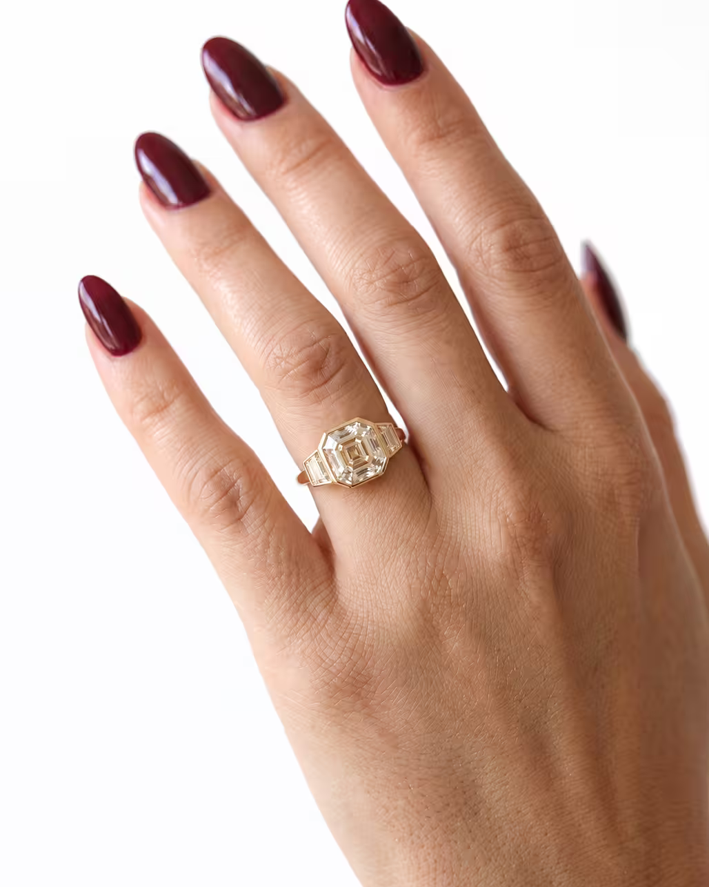 3.10ct Asscher Cut Natural Diamond Engagement Ring