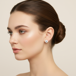 diamond earrings on a model not to big and classic studs