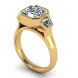 3.10ct Asscher Cut Natural Diamond Engagement Ring in 18ct Yellow Gold