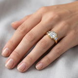 3.10ct Asscher Cut Natural Diamond Engagement Ring in 18ct Yellow Gold