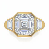 3.10ct Asscher Cut Natural Diamond Engagement Ring in 18ct Yellow Gold
